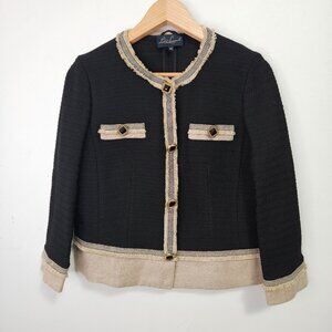 Luisa Spagnoli Classic Two Tone Jacket Sz 10 / 44 IT Black Beige